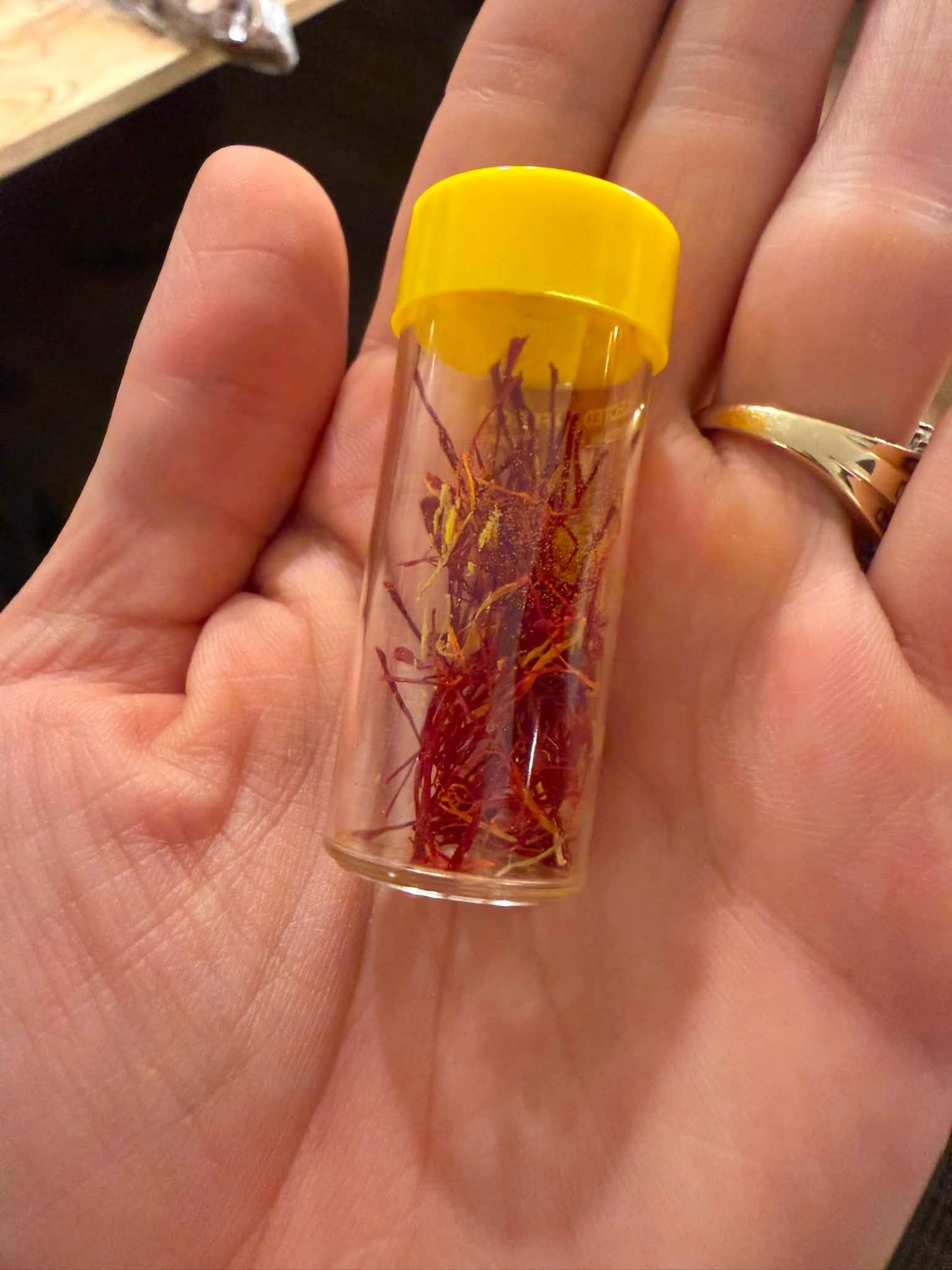 Vial of pure saffron threads